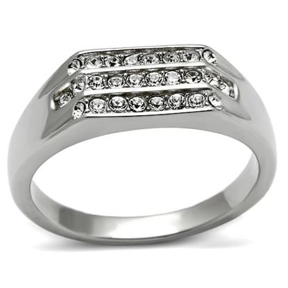 Picture of TK375 - Stainless Steel Ring High polished (no plating) Men Top Grade Crystal Clear