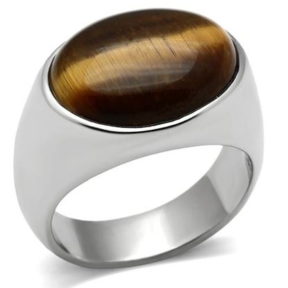 Picture of TK378 - Stainless Steel Ring High polished (no plating) Men Semi-Precious Topaz