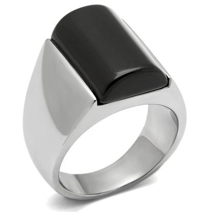 Foto de TK379 - Stainless Steel Ring High polished (no plating) Men Semi-Precious Jet