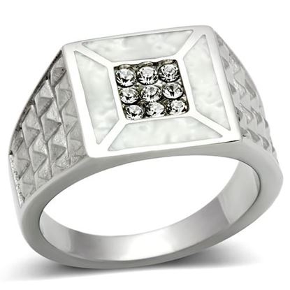 Picture of TK385 - Stainless Steel Ring High polished (no plating) Men Top Grade Crystal Clear