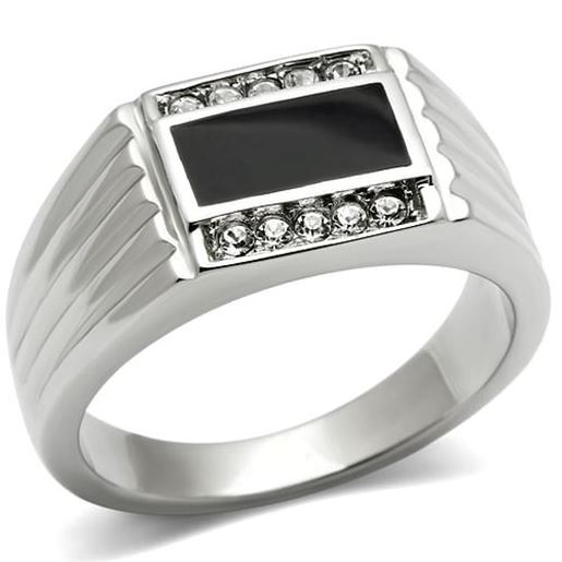 Picture of TK386 - Stainless Steel Ring High polished (no plating) Men Top Grade Crystal Clear