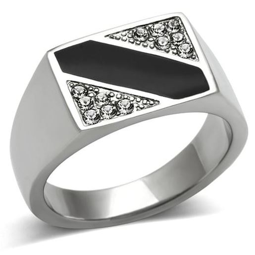 Picture of TK387 - Stainless Steel Ring High polished (no plating) Men Top Grade Crystal Clear