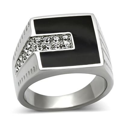 Picture of TK388 - Stainless Steel Ring High polished (no plating) Men Top Grade Crystal Clear