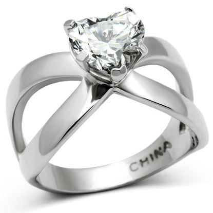 Foto de TK390 - Stainless Steel Ring High polished (no plating) Women AAA Grade CZ Clear