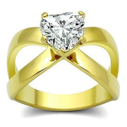 Foto de TK390G - Stainless Steel Ring IP Gold(Ion Plating) Women AAA Grade CZ Clear