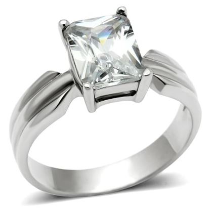 Picture of TK391 - Stainless Steel Ring High polished (no plating) Women AAA Grade CZ Clear