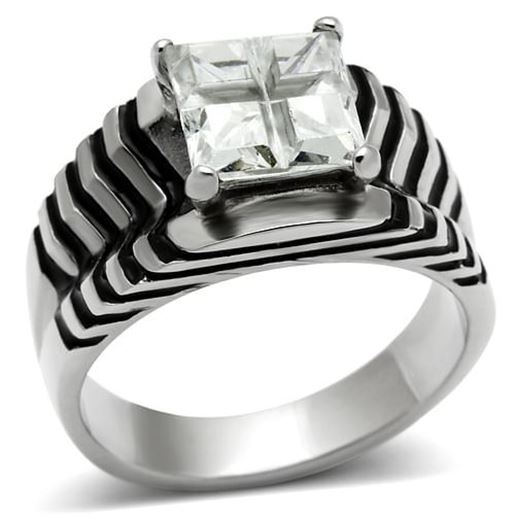 Picture of TK393 - Stainless Steel Ring High polished (no plating) Women AAA Grade CZ Clear