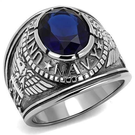 Picture of TK414707 - Stainless Steel Ring High polished (no plating) Men Synthetic Sapphire