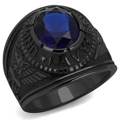 Picture of TK414707J - Stainless Steel Ring IP Black(Ion Plating) Men Synthetic Sapphire