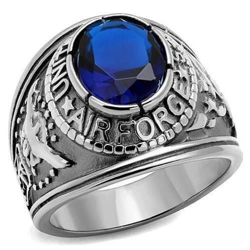 Picture of TK414708 - Stainless Steel Ring High polished (no plating) Men Synthetic Sapphire