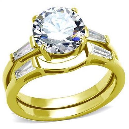 Picture of TK44701 - Stainless Steel Ring IP Gold(Ion Plating) Women AAA Grade CZ Clear