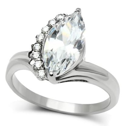 Picture of TK475 - Stainless Steel Ring High polished (no plating) Women AAA Grade CZ Clear