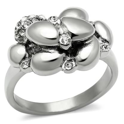 Picture of TK476 - Stainless Steel Ring High polished (no plating) Women Top Grade Crystal Clear