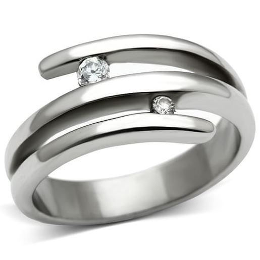 Picture of TK478 - Stainless Steel Ring High polished (no plating) Women AAA Grade CZ Clear