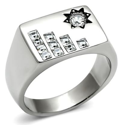 Picture of TK481 - Stainless Steel Ring High polished (no plating) Men AAA Grade CZ Clear