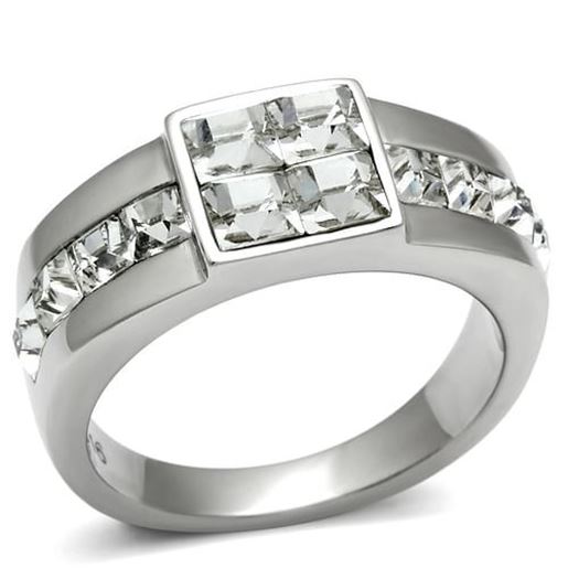 Picture of TK487 - Stainless Steel Ring High polished (no plating) Men Top Grade Crystal Clear