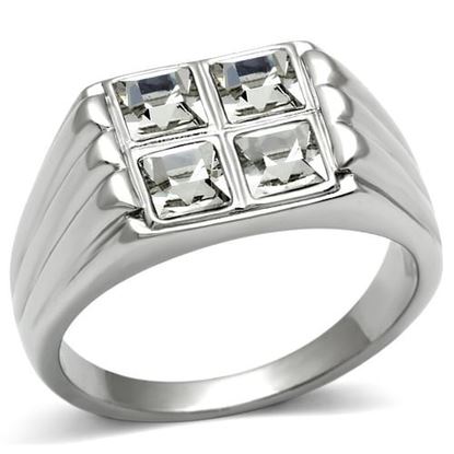 Picture of TK488 - Stainless Steel Ring High polished (no plating) Men Top Grade Crystal Clear