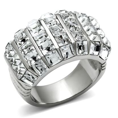 Picture of TK490 - Stainless Steel Ring High polished (no plating) Women Top Grade Crystal Clear