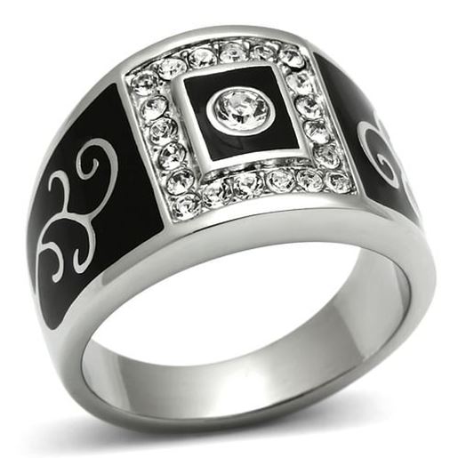 Picture of TK492 - Stainless Steel Ring High polished (no plating) Men Top Grade Crystal Clear