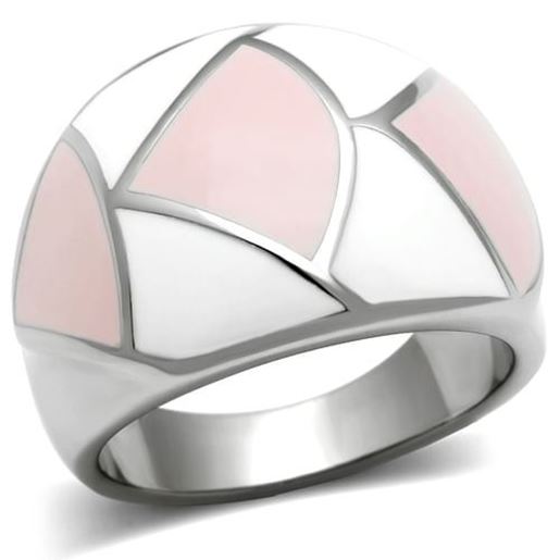 Picture of TK508 - Stainless Steel Ring High polished (no plating) Women Epoxy Multi Color