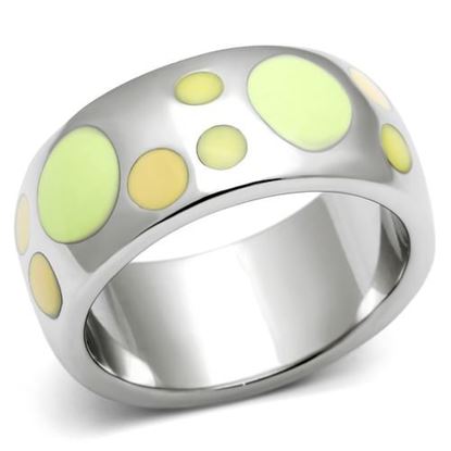 Picture of TK513 - Stainless Steel Ring High polished (no plating) Women Epoxy Multi Color