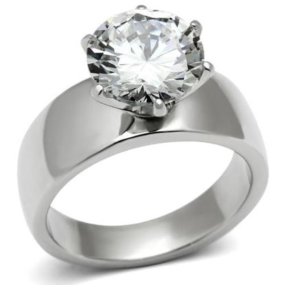 Picture of TK520 - Stainless Steel Ring High polished (no plating) Women AAA Grade CZ Clear