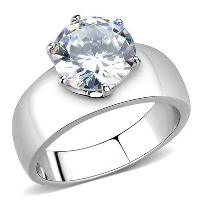 Picture of TK52004 - Stainless Steel Ring High polished (no plating) Women AAA Grade CZ Clear