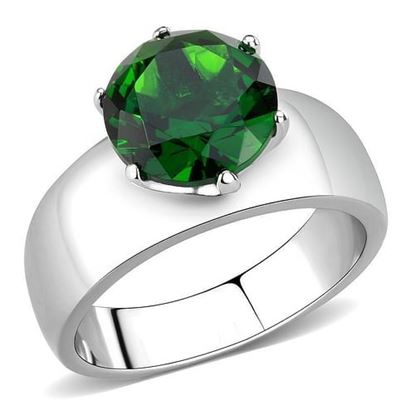 Picture of TK52005 - Stainless Steel Ring High polished (no plating) Women Synthetic Emerald