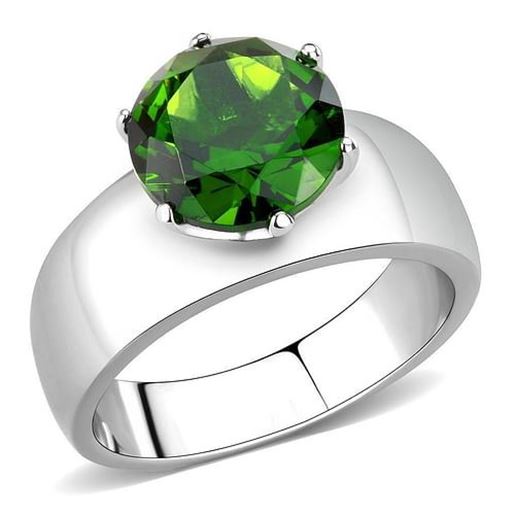 Picture of TK52008 - Stainless Steel Ring High polished (no plating) Women Synthetic Peridot