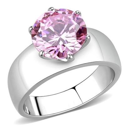 Picture of TK52010 - Stainless Steel Ring High polished (no plating) Women AAA Grade CZ Rose