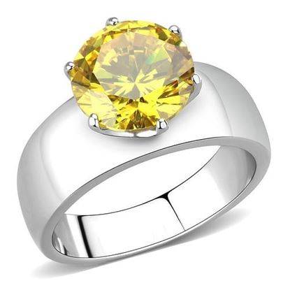 Picture of TK52011 - Stainless Steel Ring High polished (no plating) Women AAA Grade CZ Topaz