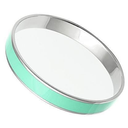 Picture of TK537 - Stainless Steel Bangle High polished (no plating) Women Epoxy Aquamarine