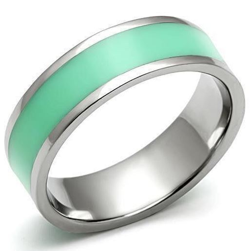 Picture of TK542 - Stainless Steel Ring High polished (no plating) Women Epoxy Aquamarine