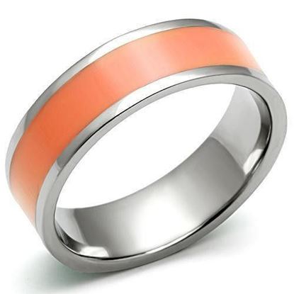 Picture of TK544 - Stainless Steel Ring High polished (no plating) Women Epoxy Orange