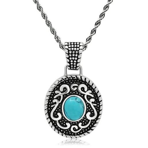 Picture of TK550 - Stainless Steel Necklace High polished (no plating) Men Synthetic Sea Blue