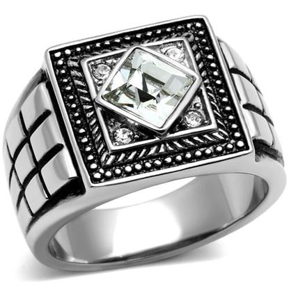 Picture of TK589 - Stainless Steel Ring High polished (no plating) Men Top Grade Crystal Clear