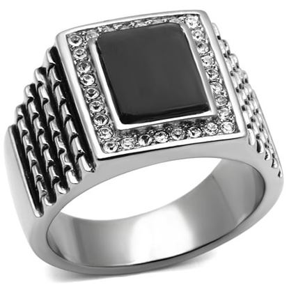 Picture of TK592 - Stainless Steel Ring High polished (no plating) Men Synthetic Jet