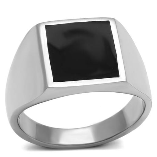 Picture of TK594 - Stainless Steel Ring High polished (no plating) Men Epoxy Jet