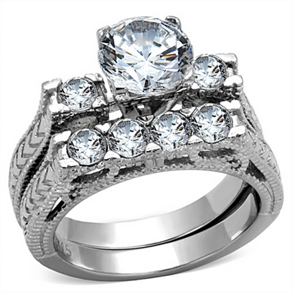 Picture of TK5X019 - Stainless Steel Ring High polished (no plating) Women AAA Grade CZ Clear