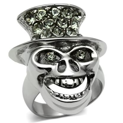 Picture of TK605 - Stainless Steel Ring High polished (no plating) Women Top Grade Crystal Black Diamond