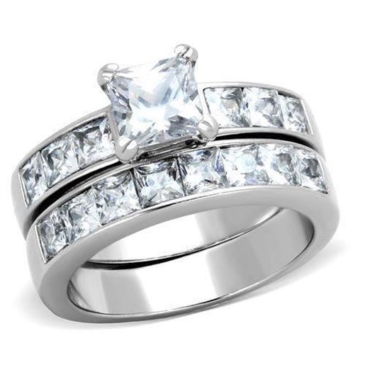 Picture of TK61206 - Stainless Steel Ring High polished (no plating) Women AAA Grade CZ Clear