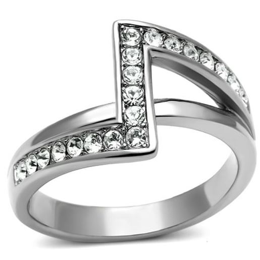 Picture of TK624 - Stainless Steel Ring High polished (no plating) Women Top Grade Crystal Clear