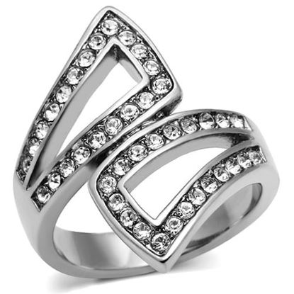 Picture of TK625 - Stainless Steel Ring High polished (no plating) Women Top Grade Crystal Clear