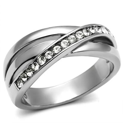 Picture of TK626 - Stainless Steel Ring High polished (no plating) Women Top Grade Crystal Clear