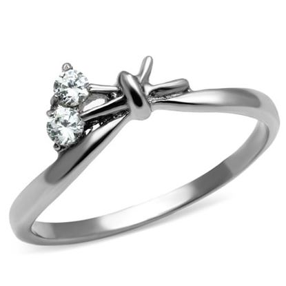 Picture of TK627 - Stainless Steel Ring High polished (no plating) Women AAA Grade CZ Clear