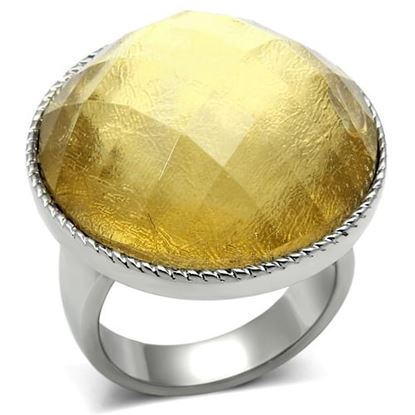 Picture of TK638 - Stainless Steel Ring High polished (no plating) Women Synthetic Topaz