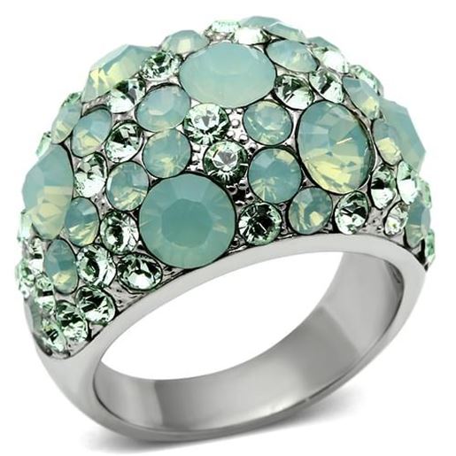 Picture of TK641 - Stainless Steel Ring High polished (no plating) Women Top Grade Crystal Multi Color