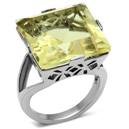 Picture of TK649 - Stainless Steel Ring High polished (no plating) Women Top Grade Crystal Citrine Yellow