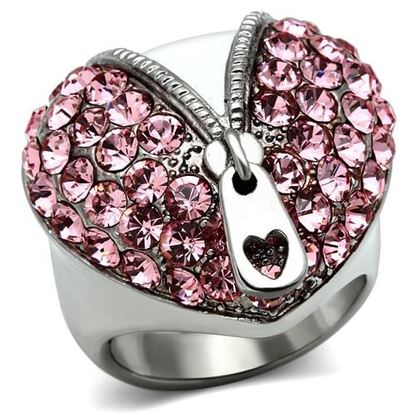 Picture of TK652 - Stainless Steel Ring High polished (no plating) Women Top Grade Crystal Rose