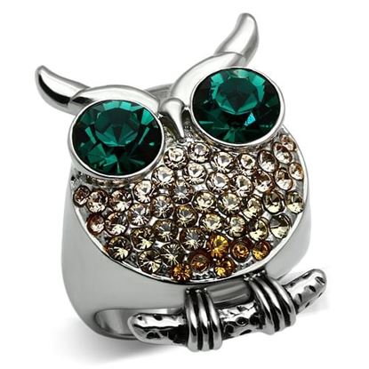 Picture of TK656 - Stainless Steel Ring High polished (no plating) Women Top Grade Crystal Emerald